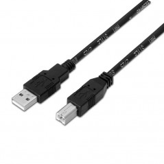Cable USB 2. 0 Impresora Aisens A101-0007/ USB Macho - USB Macho/ 3m/ Negro