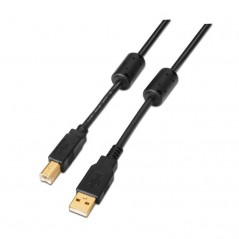 Cable USB 2. 0 Impresora Aisens A101-0009/ USB Macho - USB Macho/ 2m/ Negro