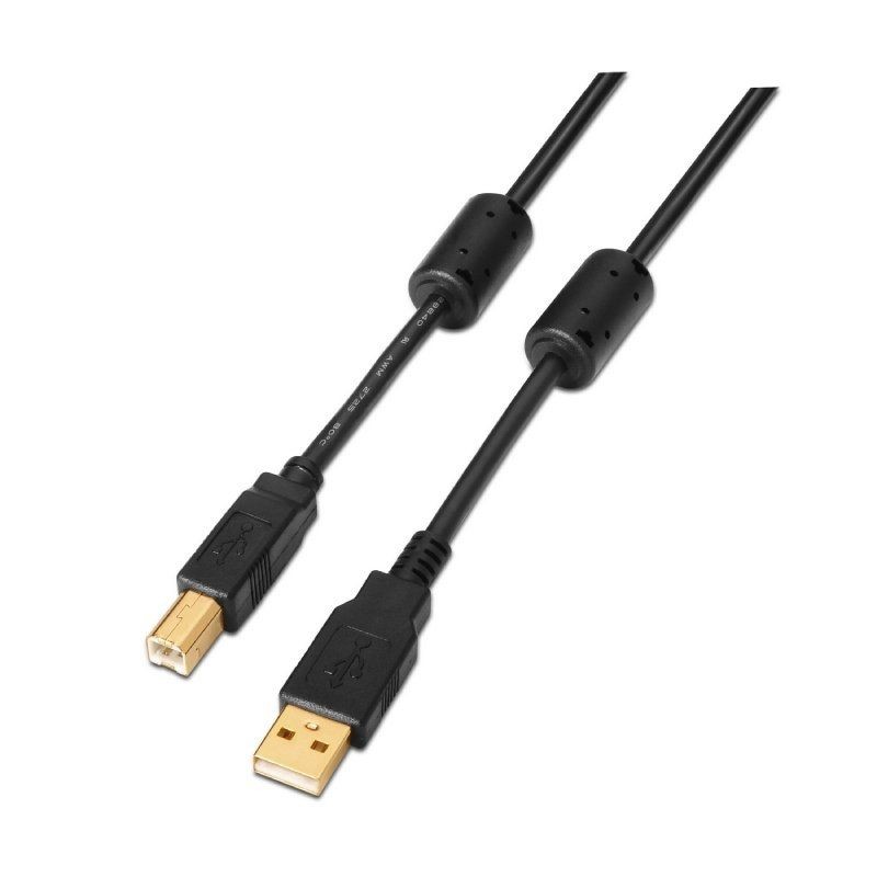 Cable USB 2. 0 Impresora Aisens A101-0011/ USB Macho - USB Macho/ 5m/ Negro