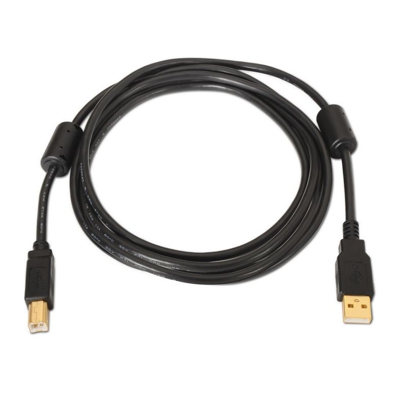 Cable USB 2. 0 Impresora Aisens A101-0011/ USB Macho - USB Macho/ 5m/ Negro