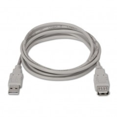 Cable Alargador USB 2. 0 Aisens A101-0012/ USB Macho - USB Hembra/ 1m/ Beige