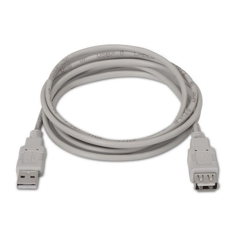 Cable Alargador USB 2. 0 Aisens A101-0012/ USB Macho - USB Hembra/ 1m/ Beige