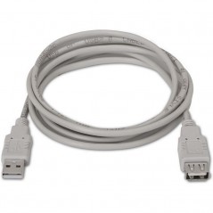 Cable Alargador USB 2. 0 Aisens A101-0013/ USB Macho - USB Hembra/ 1. 8m/ Beige