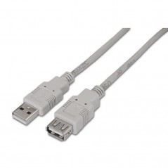 Cable Alargador USB 2. 0 Aisens A101-014/ USB Macho - USB Hembra/ 3m/ Beige