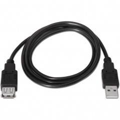 Cable Alargador USB 2. 0 Aisens A101-0015/ USB Macho - USB Hembra/ 1m/ Negro