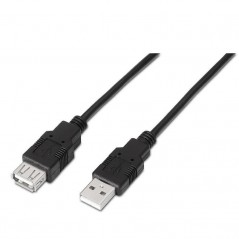 Cable Alargador USB 2. 0 Aisens A101-0017/ USB Macho - USB Hembra/ 3m/ Negro