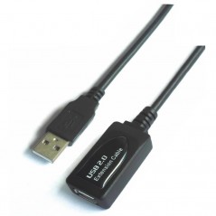 Cable Alargador USB 2. 0 Aisens A101-0018/ USB Macho - USB Hembra/ 5m/ Negro