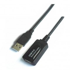Cable Alargador USB 2. 0 Aisens A101-0019/ USB Macho - USB Hembra/ 10m/ Negro