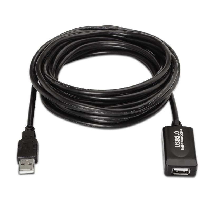 Cable Alargador USB 2. 0 Aisens A101-0020/ USB Macho - USB Hembra/ 15m/ Negro