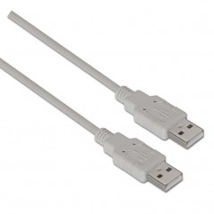 Cable USB 2. 0 Aisens A101-0021/ USB Macho - USB Macho/ 1m/ Beige