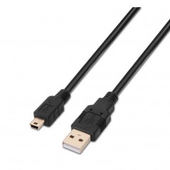 Cable USB 2. 0 Aisens A101-0024/ USB Macho - USB Mini Macho/ 1m/ Negro