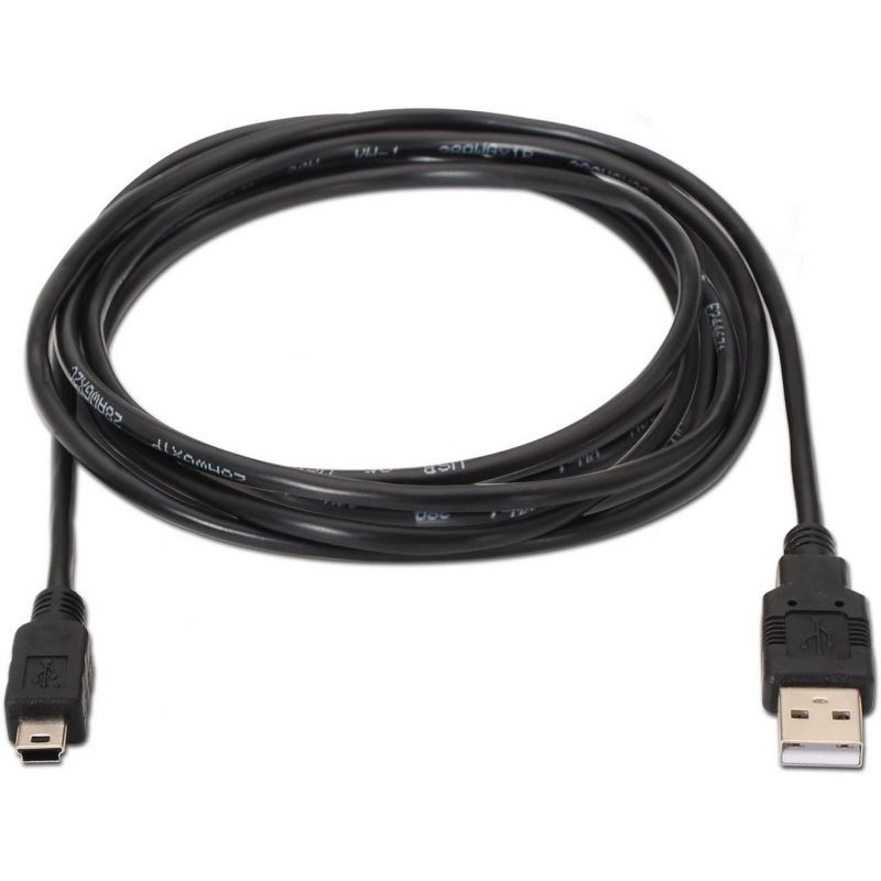 Cable USB 2. 0 Aisens A101-0024/ USB Macho - USB Mini Macho/ 1m/ Negro