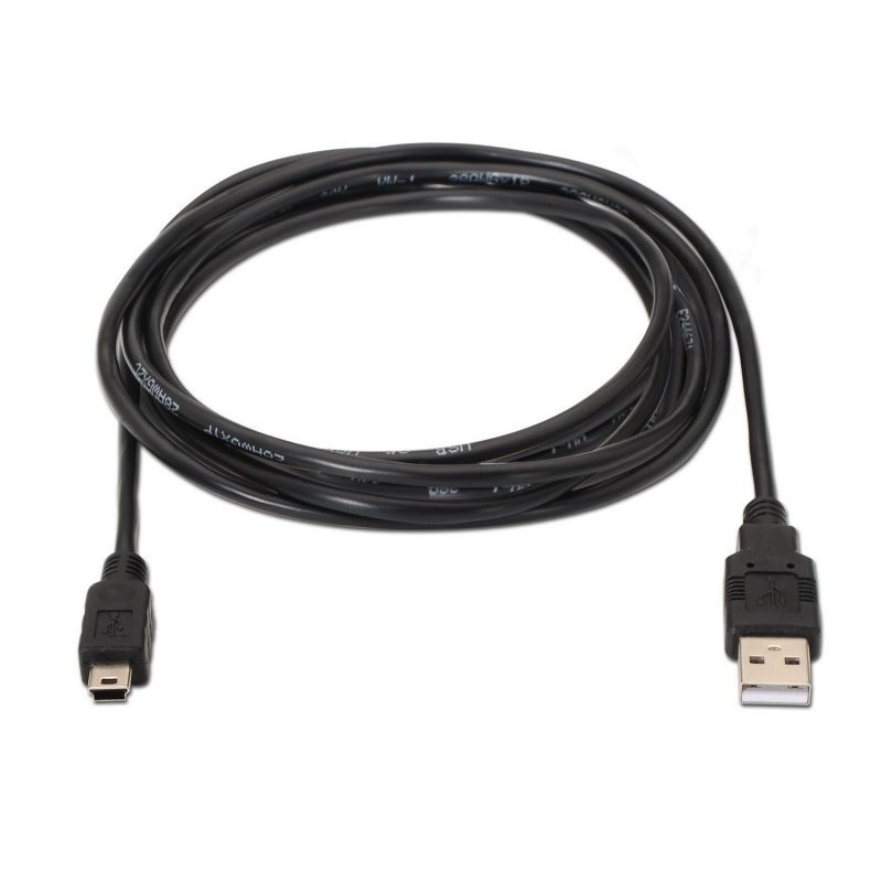 Cable USB 2. 0 Aisens A101-0025/ USB Macho - USB Mini/ 1. 8m/ Negro