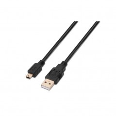 Cable USB 2. 0 Aisens A101-0026/ USB Macho - USB Mini Macho/ 3m/ Negro