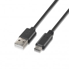 Cable USB 2. 0 Aisens A107-0052/ USB Tipo-C Macho - USB Macho/ 2m/ Negro
