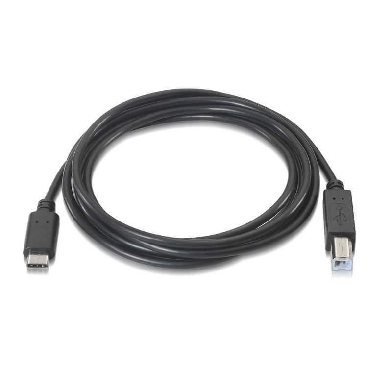 Cable USB 2. 0 Impresora Aisens A107-0054/ USB Tipo-C Macho - USB Macho/ 2m/ Negro