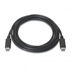 Cable USB 2. 0 Tipo-C Aisens A107-0056/ USB Tipo-C Macho - USB Tipo-C Macho/ 1m/ Negro
