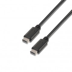 Cable USB 2. 0 Tipo-C Aisens A107-0057/ USB Tipo-C Macho - USB Tipo-C Macho/ 2m/ Negro