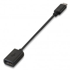 Cable USB 2. 0 Aisens A107-0059/ USB Tipo-C Macho - USB Hembra/ 15cm/ Negro