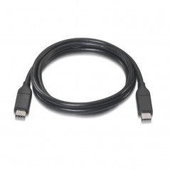 Cable USB 3. 1 Tipo-C Aisens A107-0061/ USB Tipo-C Macho - USB Tipo-C Macho/ 1m/ Negro