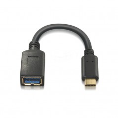 Cable USB 3. 1 Aisens A107-0062/ USB Tipo-C Macho - USB Hembra/ 15cm/ Negro