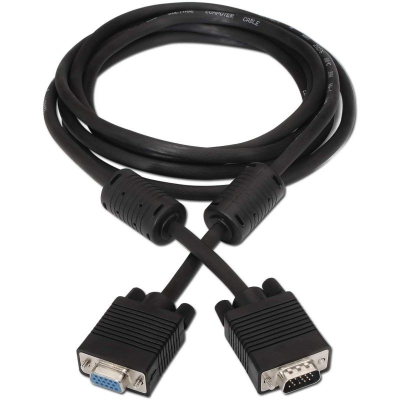Cable Alargador SVGA Aisens A113-0078/ VGA Macho - VGA Hembra/ 1. 8m/ Negro