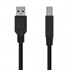 Cable USB 3. 0 Impresora Aisens A105-0444/ USB Macho - USB Macho/ 2m/ Negro
