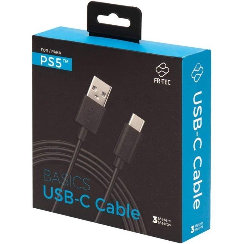 Cable USB 2. 0 Blade FR-TEC Basics para PS5/ USB Tipo-C Macho - USB Macho/ 3m/ Negro