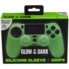Funda Silicona + Grips Blade FR-TEC Glow in the Dark para Mando PS4/ Verde