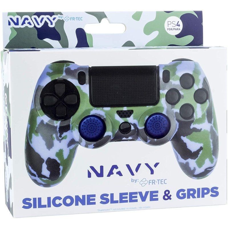 Funda Silicona + Grips Blade FR-TEC Navy Camo para Mando PS4/ Azul