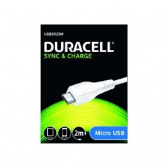 Cable USB 2. 0 Duracell USB5023W/ USB Macho - MicroUSB Macho/ 2m/ Blanco