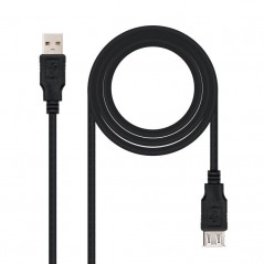 Cable Alargador USB 2.0 Nanocable 10.01.0203-BK USB Macho - USB Hembra 1.8m Negro