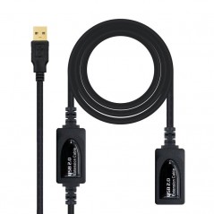 Cable Alargador USB 2.0 Nanocable 10.01.0212 USB Macho - USB Hembra 10m Negro