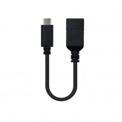 Cable USB 3.1 Nanocable 10.01.4201 USB Tipo-C Macho - USB Hembra 15cm Negro