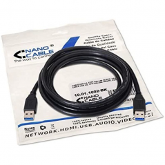Cable USB 3.0 Nanocable 10.01.1002-BK USB Macho - USB Macho 2m Negro