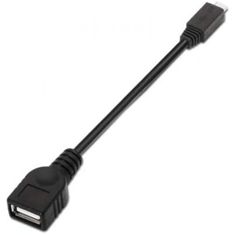 Cable USB 2.0 Nanocable 10.01.3500 MicroUSB Macho - USB Hembra 15cm Negro