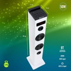 Torre de Sonido con Bluetooth NGS SKY CHARM 50W 2.0 Blanca