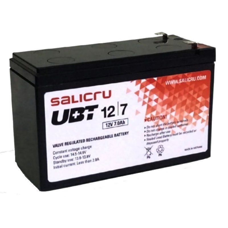 Batería Salicru UBT 12 7 V2 compatible con SAI Salicru según especificaciones