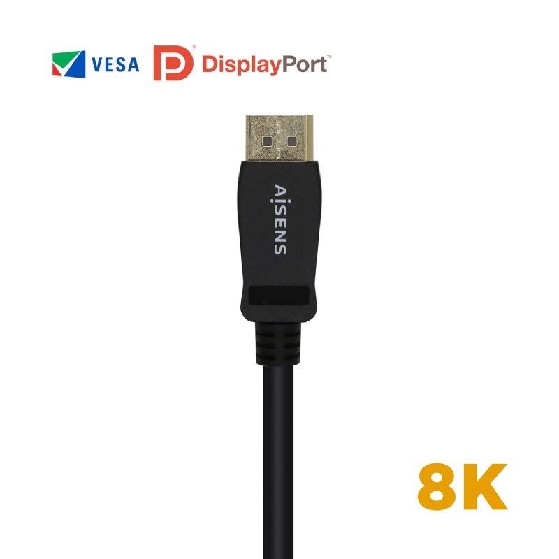 Cable Displayport 1.4 8K Aisens A149-0430 Displayport Macho - Displayport Macho 0.5m Certificado Negro