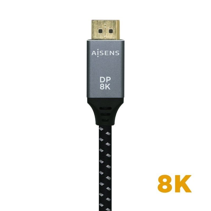 Cable Displayport 1.4 8K Aisens A149-0434 Displayport Macho - Displayport Macho 0.5m Negro Gris