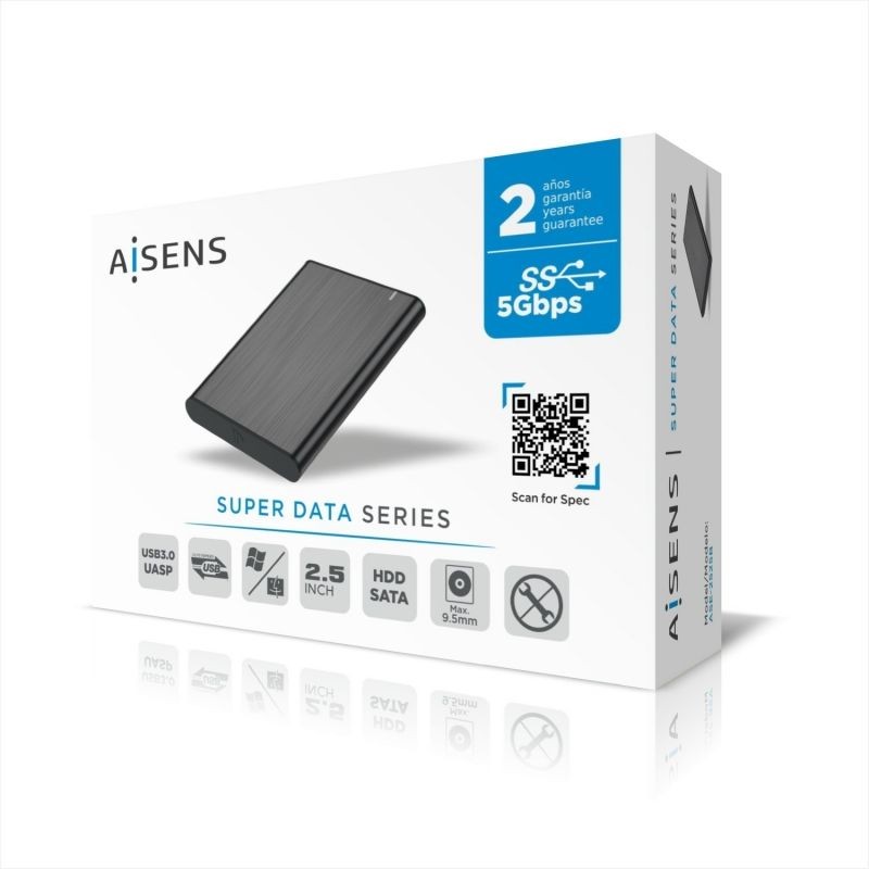 Caja Externa para Disco Duro de 2.5 Aisens ASE-2525B USB 3.1 Sin tornillos