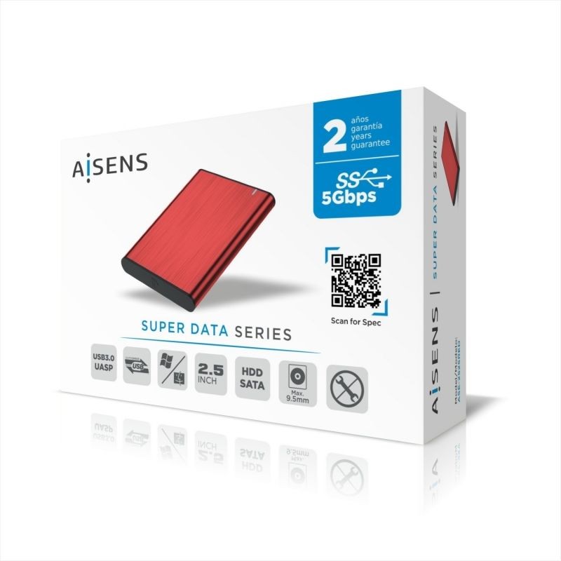 Caja Externa para Disco Duro de 2.5 Aisens ASE-2525RED USB 3.1 Sin tornillos
