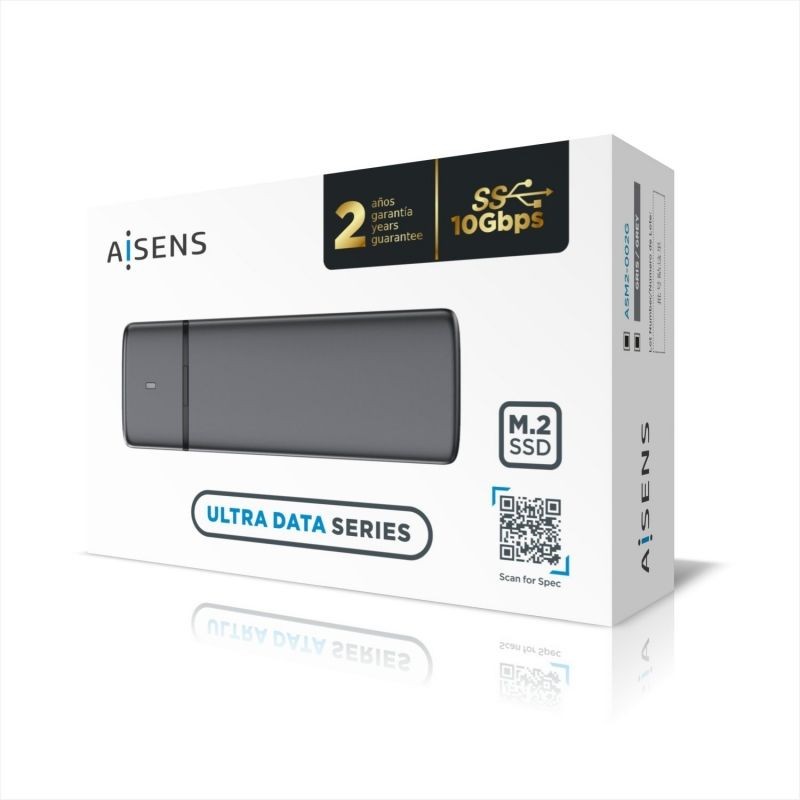 Caja Externa para Disco SSD M.2 SATA NVMe Aisens ASM2-002G USB 3.1 Sin tornillos