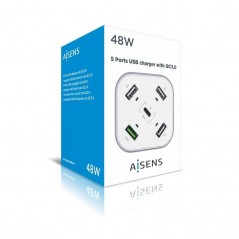 Cargador de Mesa Aisens ASCH-5PQC-W 1xUSB Tipo-C 4x USB 48W