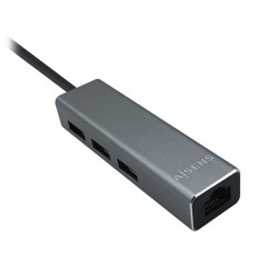 Hub USB 3.0 Aisens A106-0401 3 Puertos USB 1 RJ45 Gris