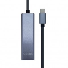 Hub USB 3.0 Tipo-C Aisens A109-0396 3 Puertos USB 1 RJ45 Gris