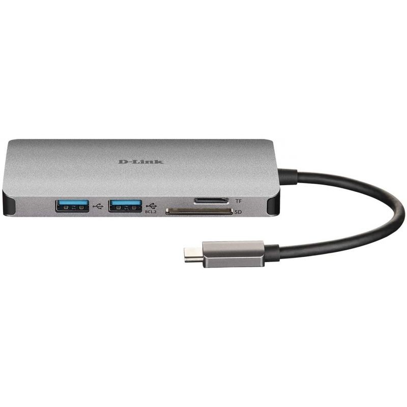 Hub USB 3.0 Tipo-C D-Link DUB-M610 2 Puertos USB 1 Thunderbolt 3 1 HDMI 1 Lector Tarjetas SD Gris