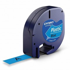 Cinta Rotuladora Adhesiva de Plástico Dymo 91205 para Letratag 12mm x 4m Negra-Azul