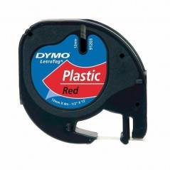 Cinta Rotuladora Adhesiva de Plástico Dymo 91203 para Letratag 12mm x 4m Negra-Roja