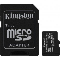 Tarjeta de Memoria Kingston CANVAS Select Plus 32GB microSD HC con Adaptador Clase 10 100MBs